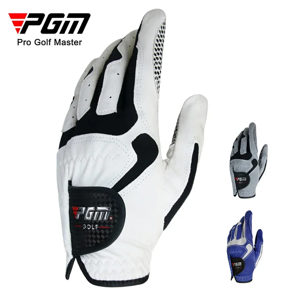 PGM ST017 Left Right Golf Glove,Men's Microfiber Breathable Swing Training Gloves,Soft Comfortable Non-Slip Particles Glove