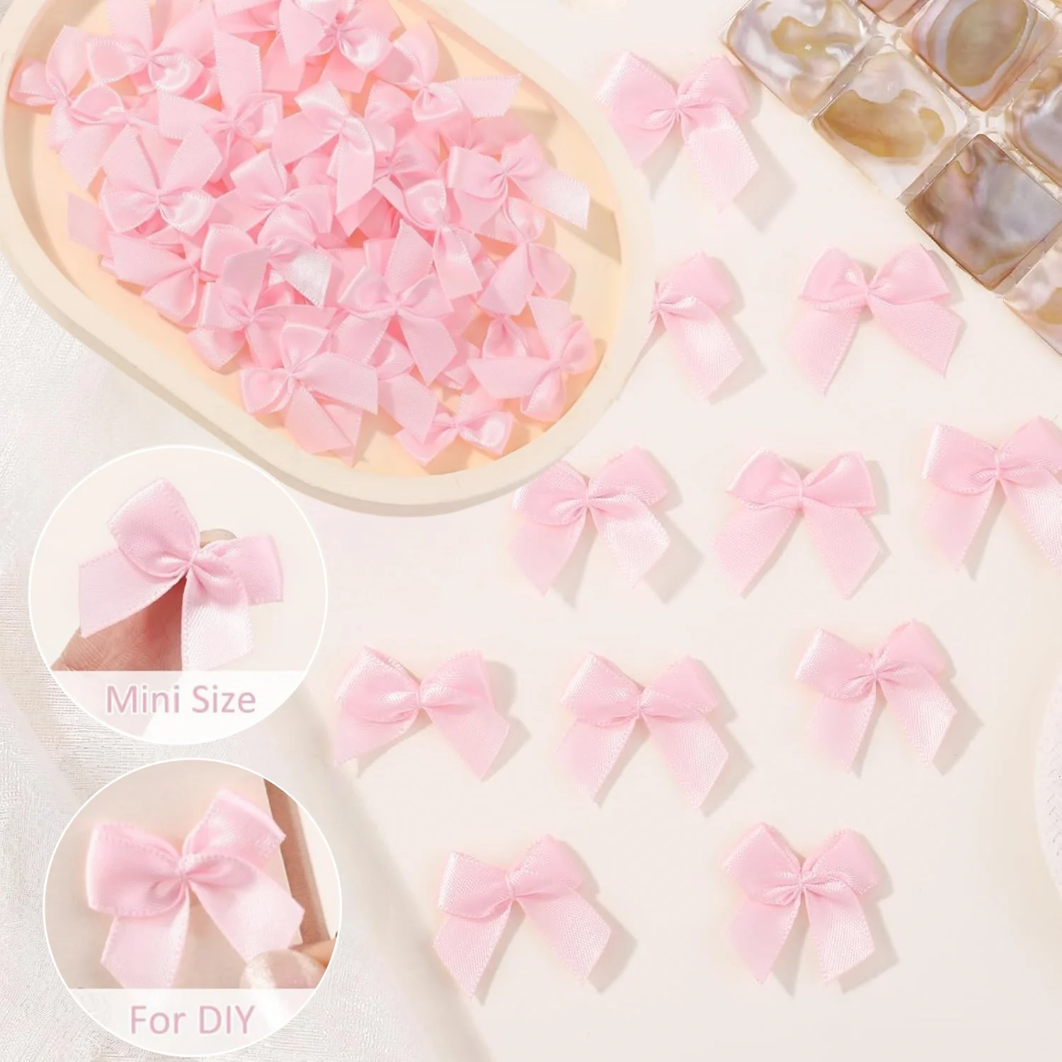 50-200PCS Tiny Pink Crafts Bows Decoration for DIY Cheer Pins Clothespins Accessories Wedding Gift Box Ornament