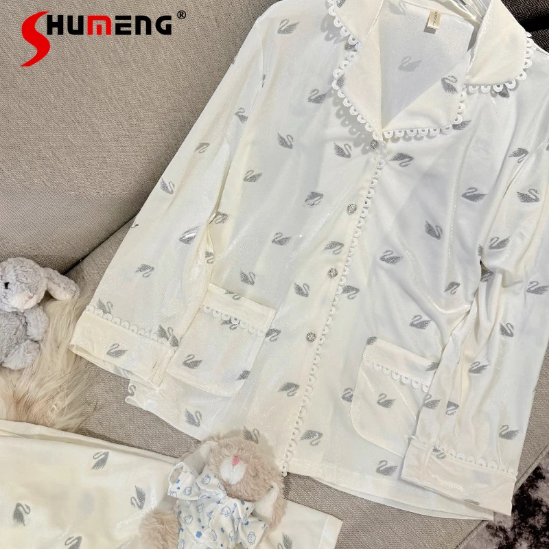 

Бархатный пижамный комплект со стразами, женский роскошный осенне-зимний элитный милый комплект домашней одежды, женское нижнее белье в японском стиле Лолиты