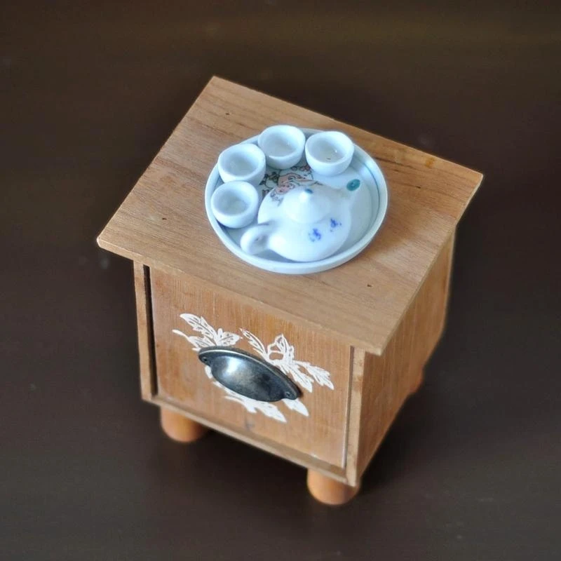 Y4QA Newborn Photography Props Flexible Mini Cabinet Tea-things Set Baby Photo Props