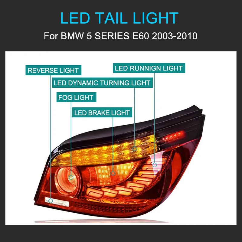 1 pár LED zadek lehký spojování pro BMW E60 2003-2010 taillights kolíček a divadelní hra s LED dynamické soustružnický brzda zadní zadek lamp