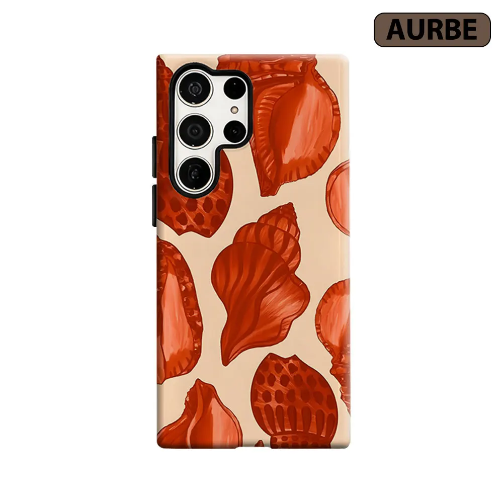 Reddish Conch Print Phone Case For Samsung Galaxy S26 S25 S24 S23 Ultra Plus HD Hard Double Layer Film Cover