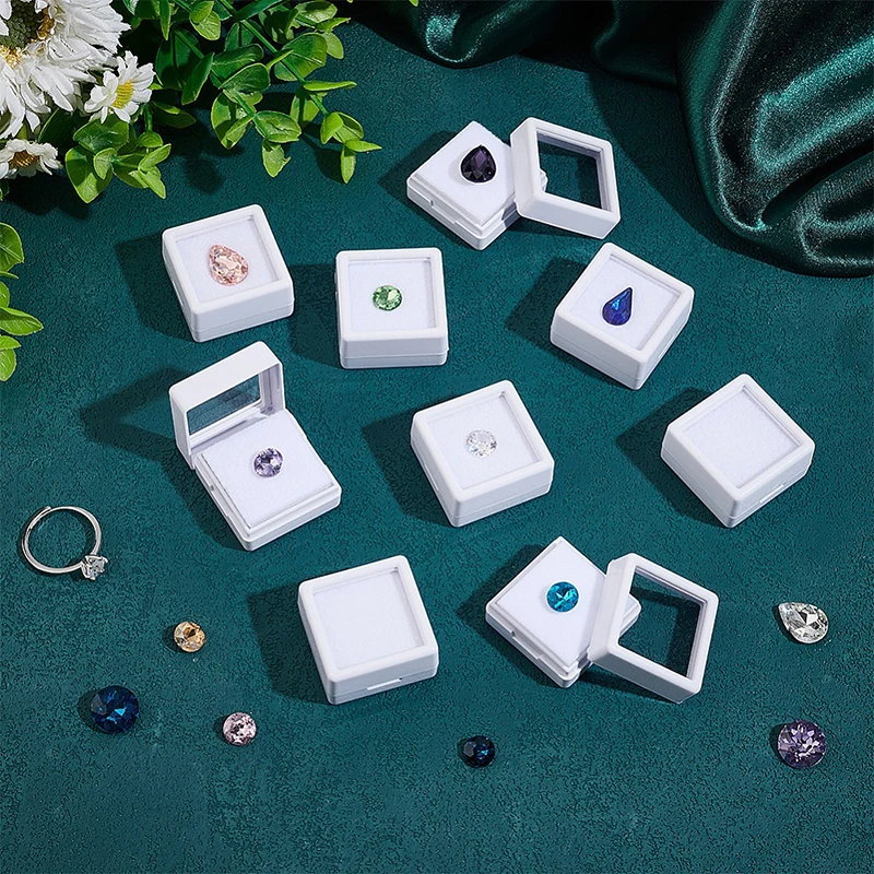 Lot of 70 Clear Gemstone Display Box Face Bare Stone Gemstone Plastic Clear  Diamond Display Box Gemstone Diamond Container