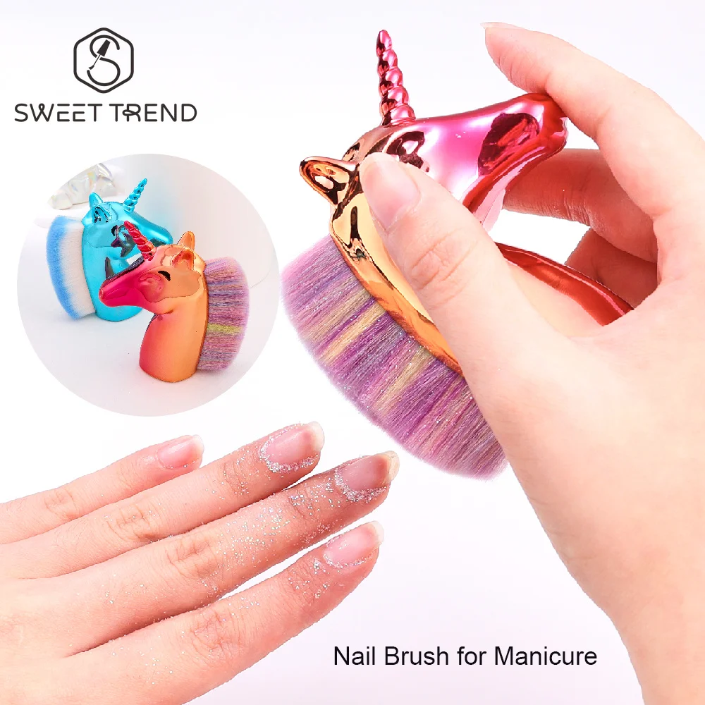 SWEET TREND-1 Stück Einhorn-Nagelstaubbürsten für Maniküre, Reinigung, Make-up, Nagelkunst, Pinselwerkzeug, Gel-Lack, Staub, Maniküre-Zubehör