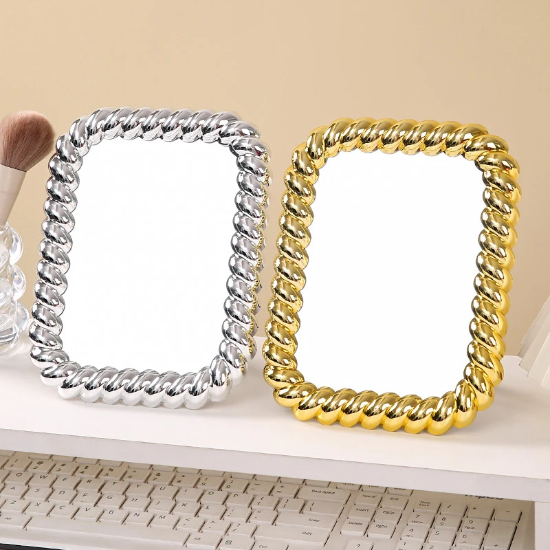 Electroplated Mirror Retro Mirror Hd Portable Makeup Mirror Desktop Standing Dresser Mirror