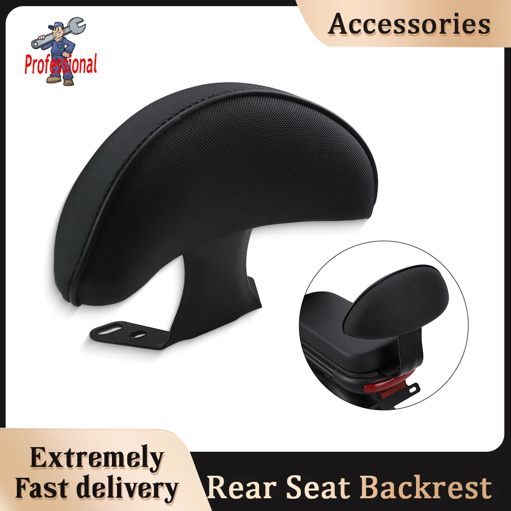 

Universal Black Motorcycle Rear Passenger Seat Backrest Support Cushion Pad All Season Use For Scooter ATV Bike