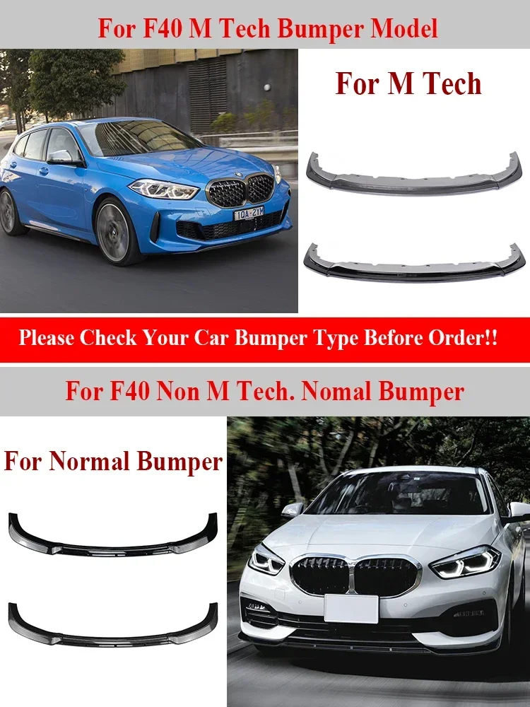 Carbon Fiber 3PCS M Tech Front Bumper Lip M Sport Front Skrit Splitter Spoiler Diffuser Cover For BMW 1 Series F40 2019-2024