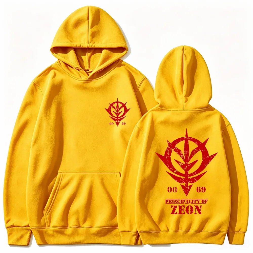 Gundam Zeon Hoodie Anime Principality of Zeon Print Weiß Unisex Herren Damen Oversized Casual Sweatshirts Langarm – Detail 8