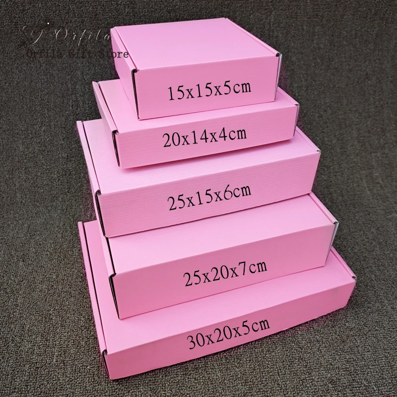 Pink Gift Box with Customized Logo,3-Layer Corrugated Box,Storage Display Carton,Supports Size Printing Logo,Festival Party,10Pc