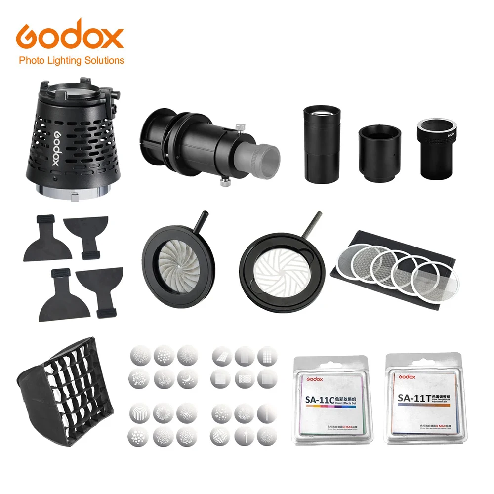 

Godox S30 S60 S60Bi Focusing LED Light Accessories Projection Lens SA-P GOBO Set SA-09 SA-10 Color Gels Kit SA-11 Softbox SA-30