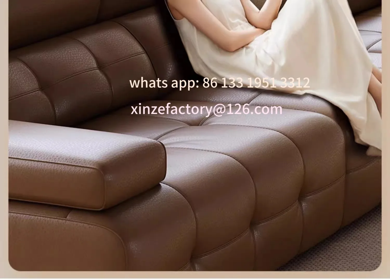 غرفة معيشة قابلة للتخصيص، صف مستقيم، أريكة جلدية عالية الجودة، وظيفة قابلة للتعديل، مسند ذراع، أريكة عالية الظهر #3