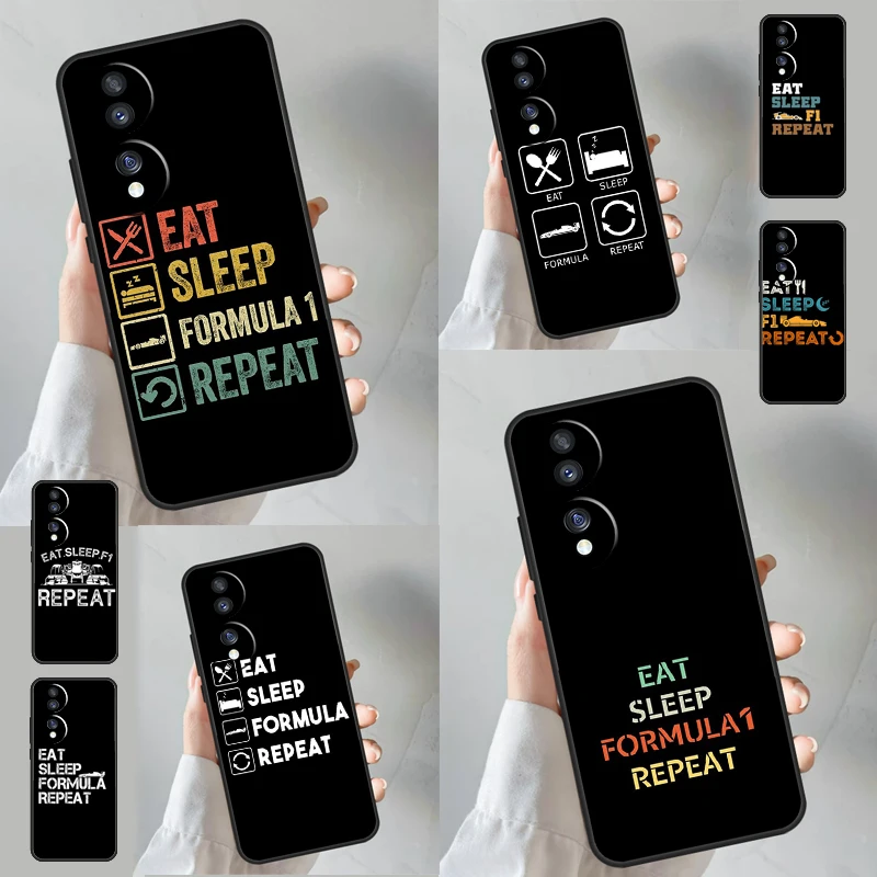 Eat Sleep F1 Repeat For Huawei P60 P50 P40 P30 Pro Nova 9 5T P Smart Honor Magic5 Lite 70 50 X8 X8a X9a Case