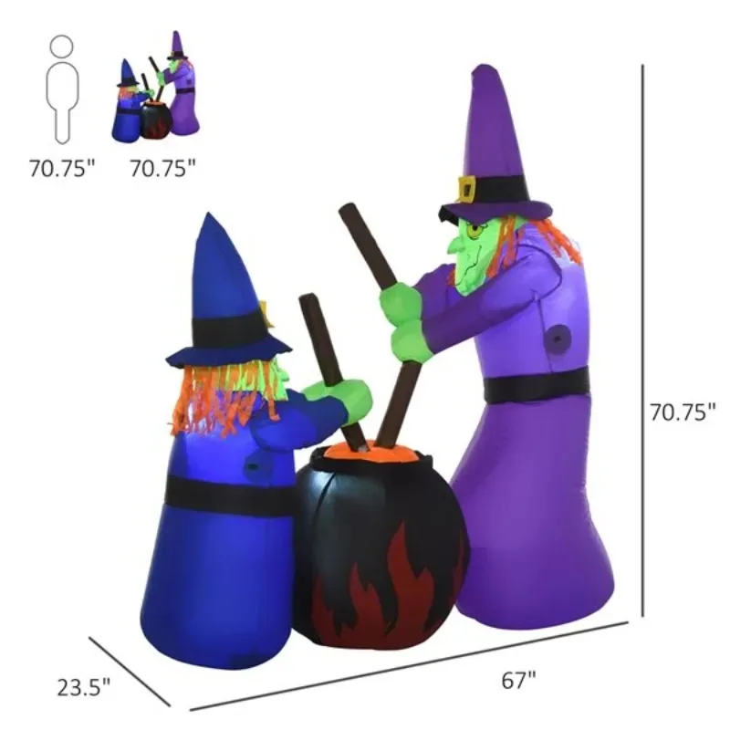 5FT Schlauchboote Spielzeug Halloween Dekorationen Schlepphexen Eingebaute LEDs Outdoor Indoor Party Rasen Hof Garten Halloween Modell Dekor