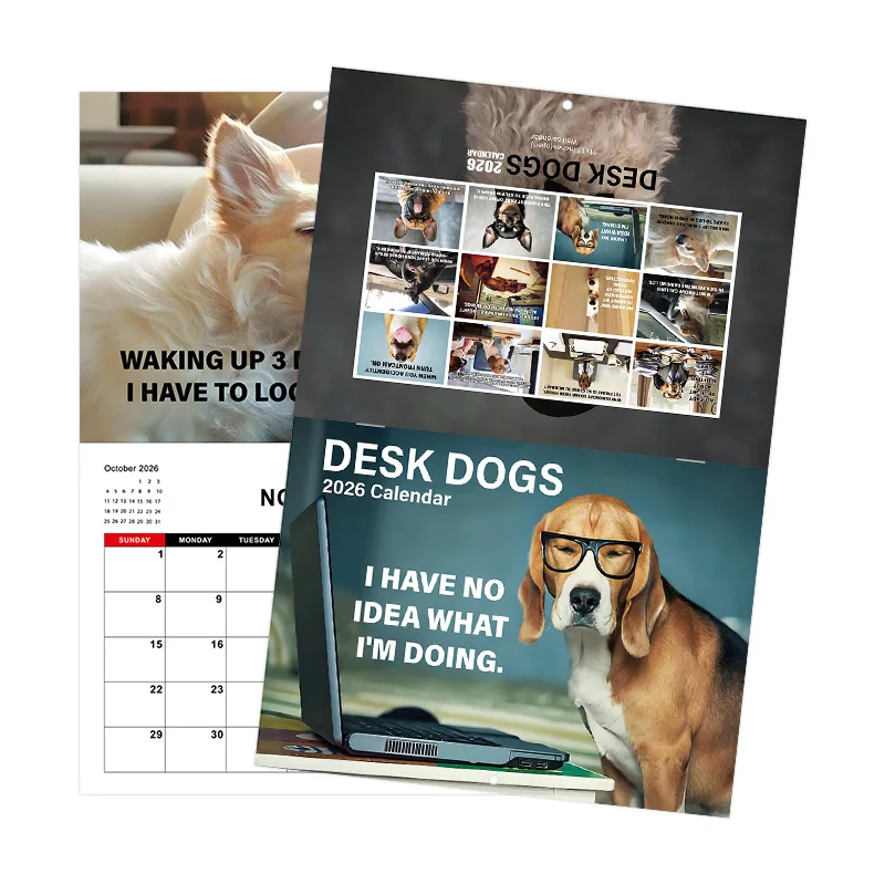 

2026 забавный календарь с собакой, квадратный ежедневный еженедельный календарь, рабочий календарь для планирования, подходящий для спальни и гостиной