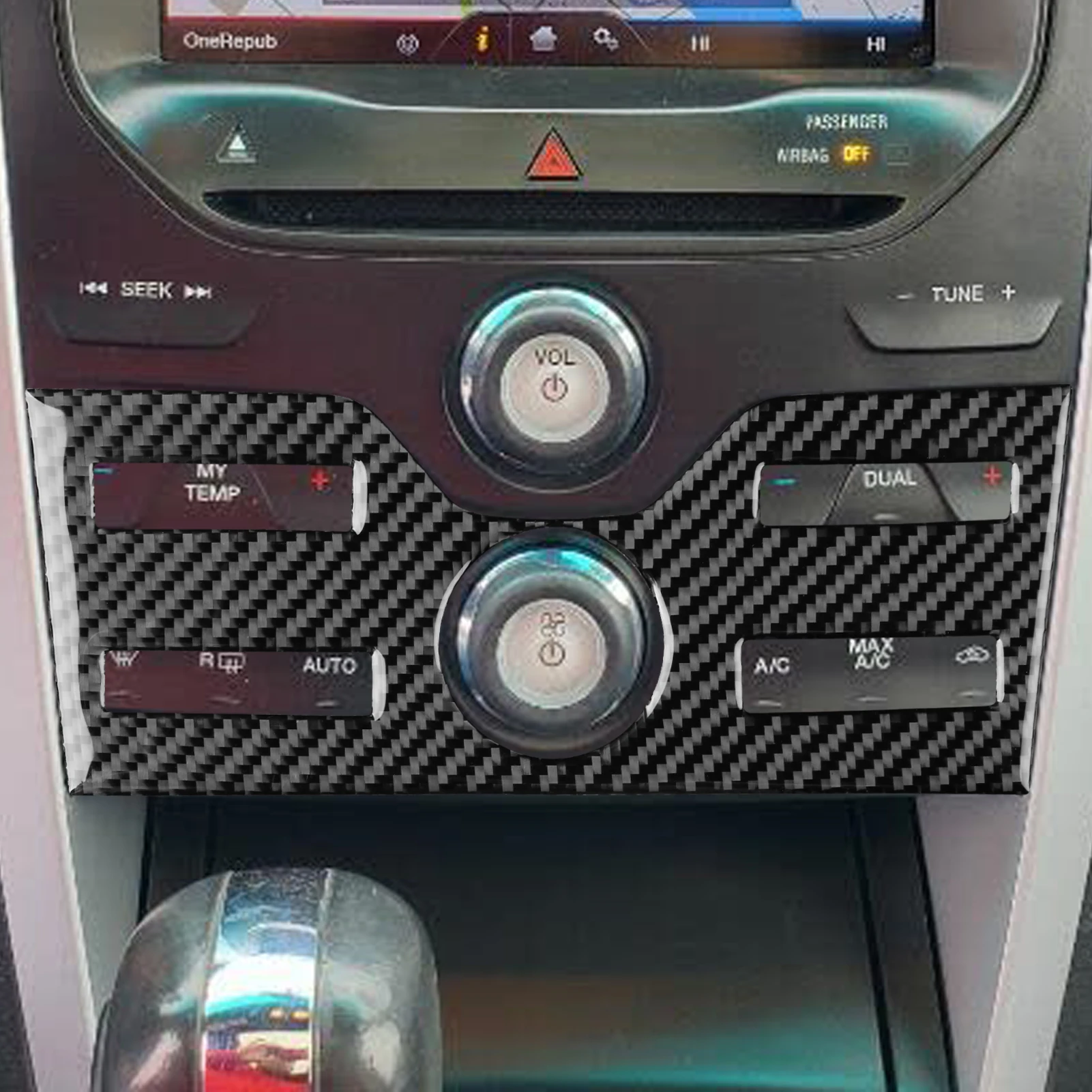 لفورد اكسبلورر 2011-2014 تعديل ألياف الكربون سيارة تكييف الهواء التحكم الحافة الداخلية اكسسوارات ملصق مزخرفة