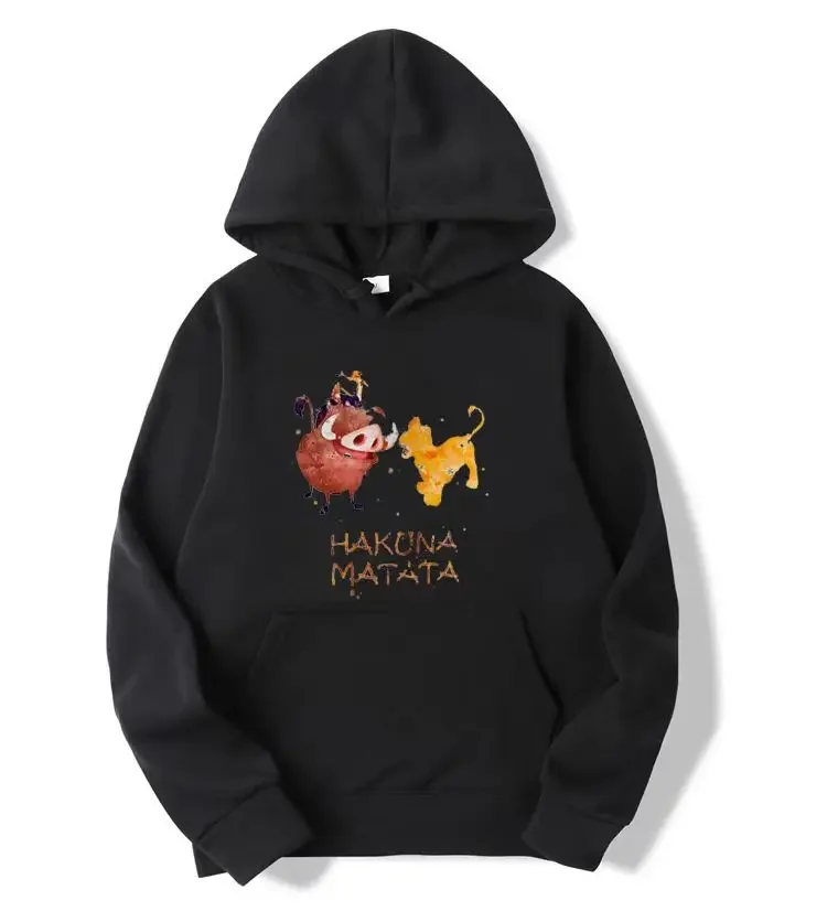 Disney-Sudadera con capucha de Hakuna Matata para mujer, ropa con estampado divertido de Simba, El Rey León, Top Harajuku Kawaii