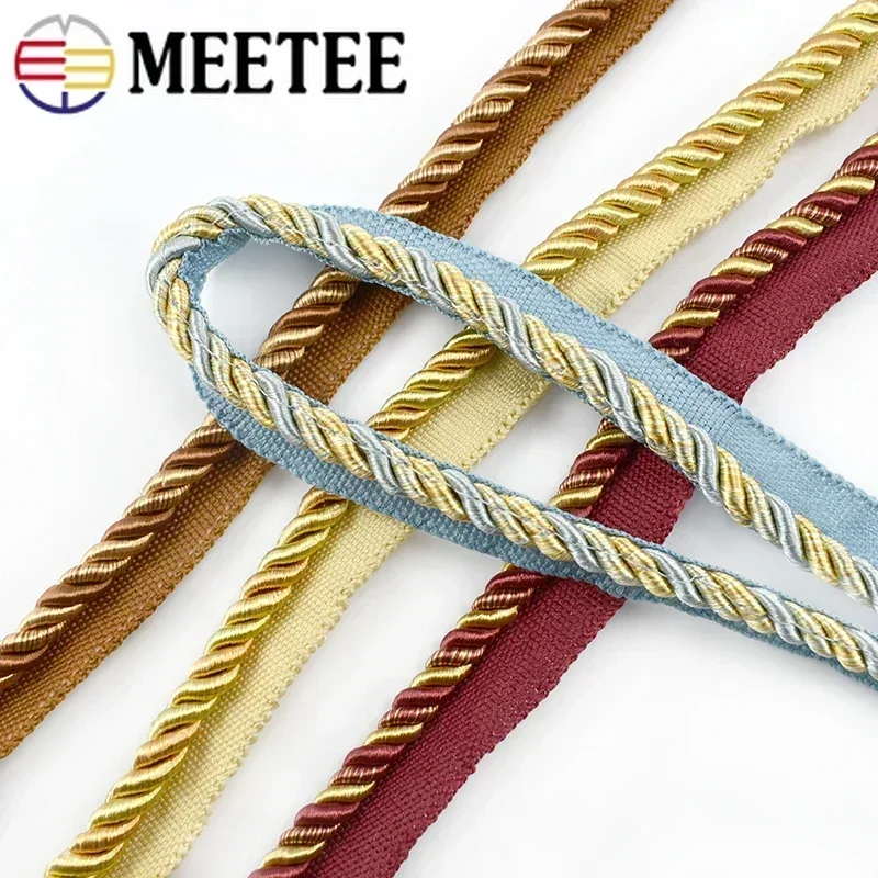 6/12M 6mm Colorful Braided Rope Three-strand Twisted Cord Pillow Lace Decorative Ropes Curtain Side Edge Decorate Ribbon Trim