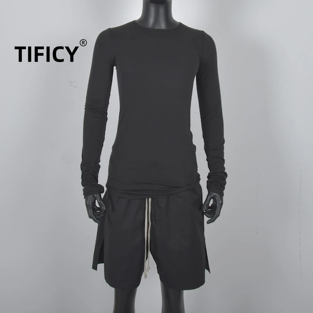 Dear RO High Street Tees Tshirt Men's Wool Thin Loose Round Collar Short Sleeve Casual Bottoming Long Sleeve T-shirt Tops