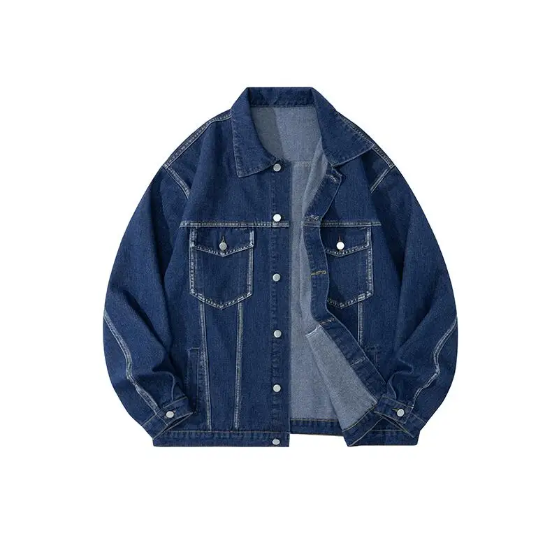 

Men's Autumn New Single Breasted Long Sleeve Denim Jacket with Lapel Casual Workwear Coat Vintage Streetwear Fashion M-XXXL