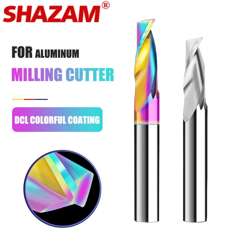 SHAZAM Single Edge Spiral Milling Cutter For Aluminum 3.175mm CNC Engraving Machine Tool Carbide Milling Cutter Tools