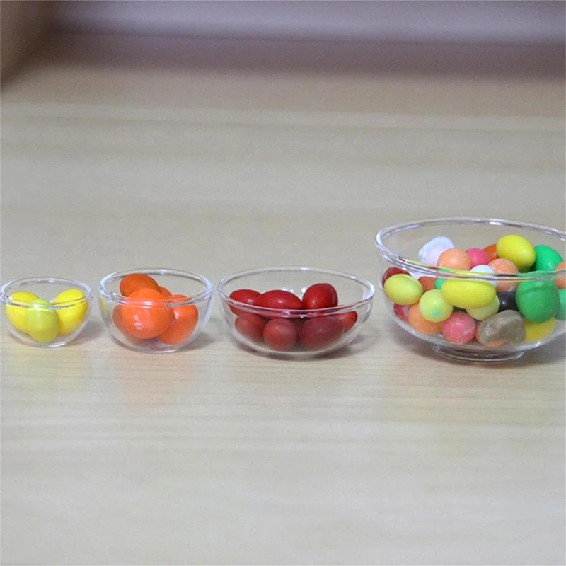 【BS】1:12 Miniaturowa miseczka do domku dla lalek, szklana miseczka na owoce, miseczka na sałatkę, talerz na zupę, miseczka na słodycze, model kuchni, dekoracja, zabawka