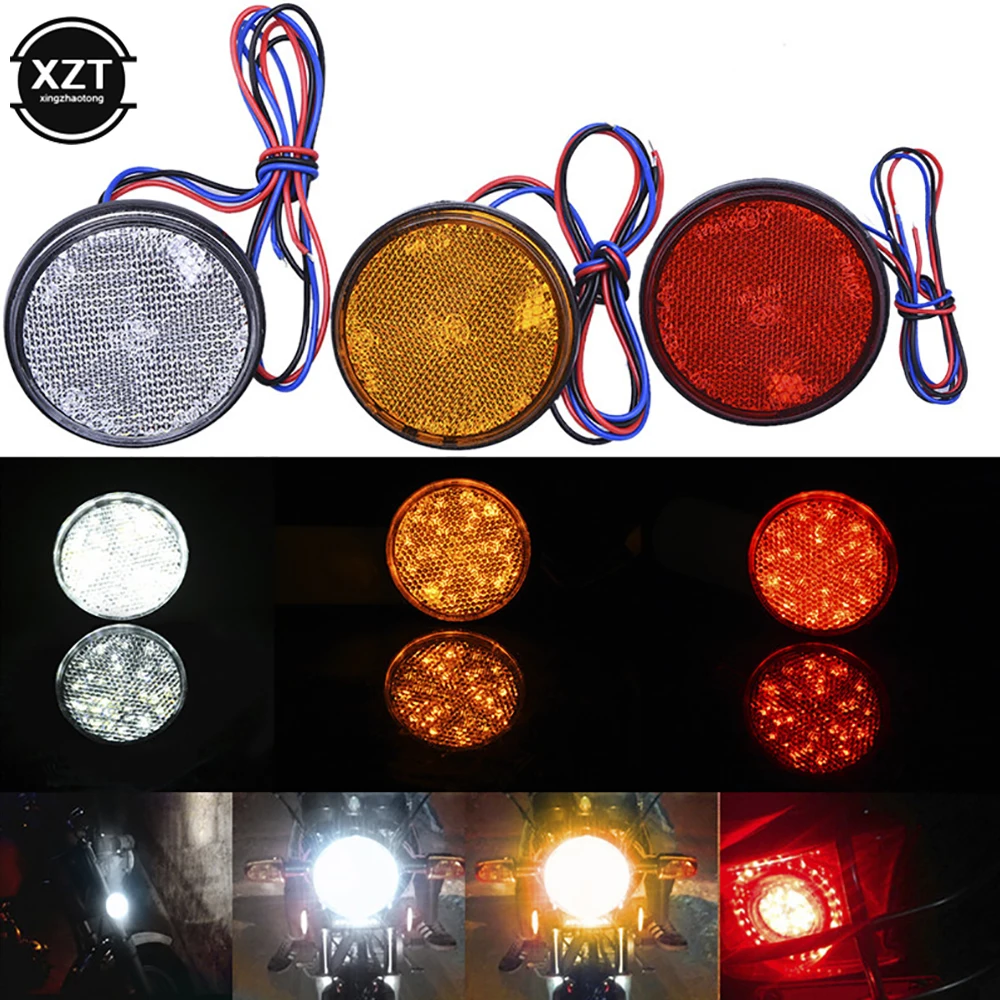 12V Round Motorcycle Tail Lights Rear Bumper Reflector LED Motor External Light Brake Stop Marker Lamp For Car Motor Truck