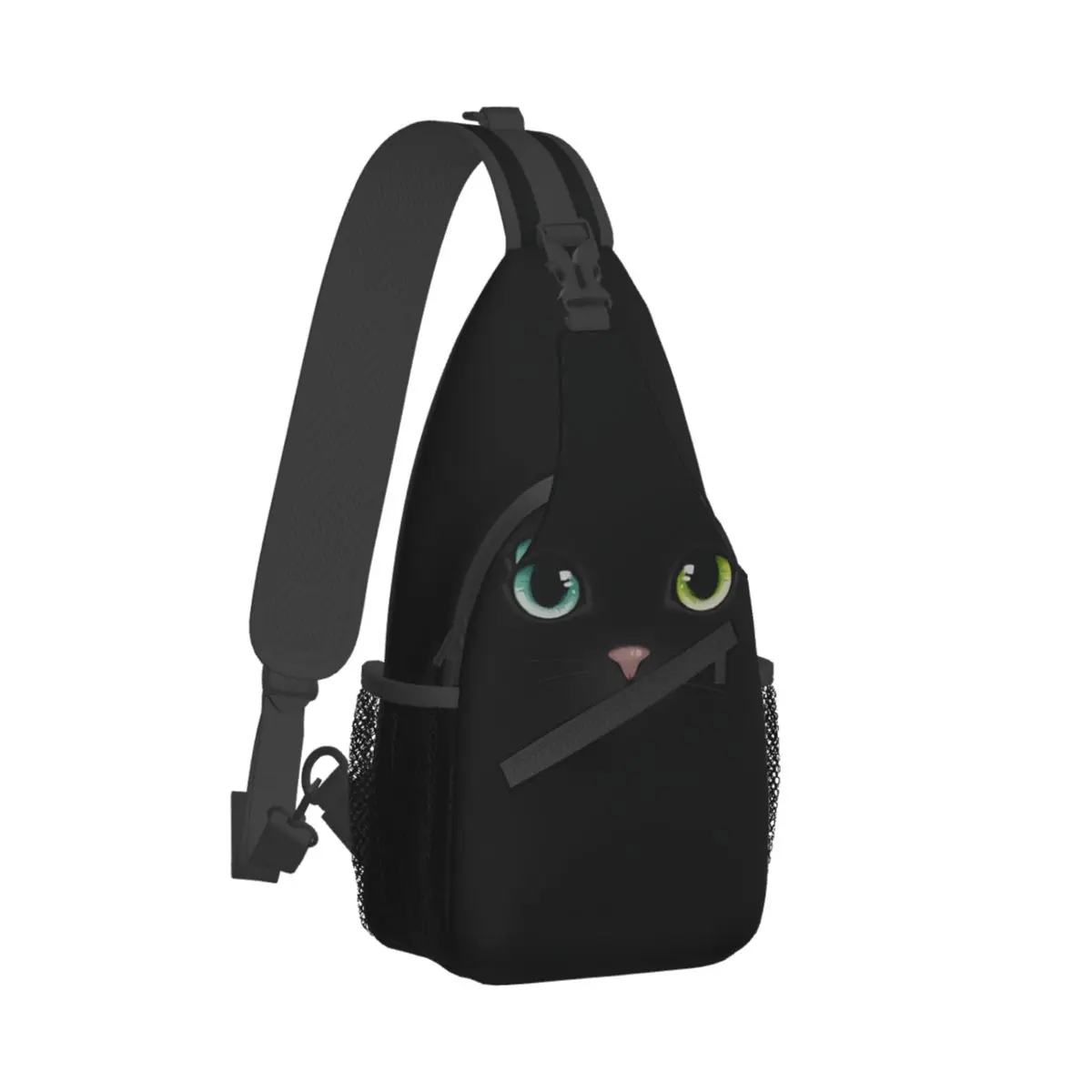 

Kawaii Colorful Eyes Crossbody Chest Bags Black Cat Pockets Travel Pack Messenger Sports Teens Shoulder Bag Unisex