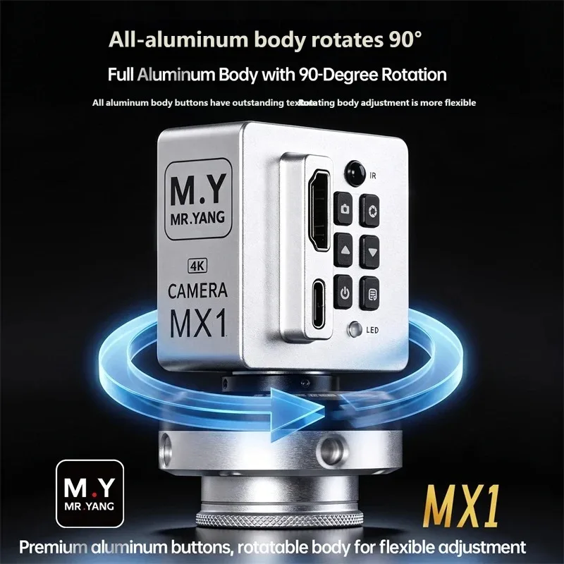 YCS M.Y MX1 4K 60FPS Industrial Microscope Camera, 8MP CMOS Sensor, HDMI Type-C Output, Rotatable Body for PCB Repair