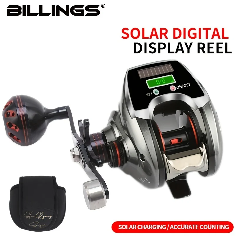 BILLINGS S200 Series Baitcasting Reel,8.0:1 Gear Ratio,USB charging,Solar Charging,Digital Display,22LB Max Drag,For Freshwater