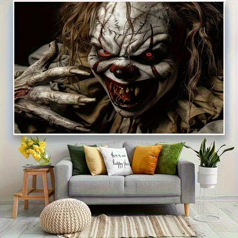 VIKAMA Sinister SMILE Night Demon Tapestry Clown Blood Eyes SHARP Claws ตกแต่งห้องตกแต่งปาร์ตี้ฮาโลวีน