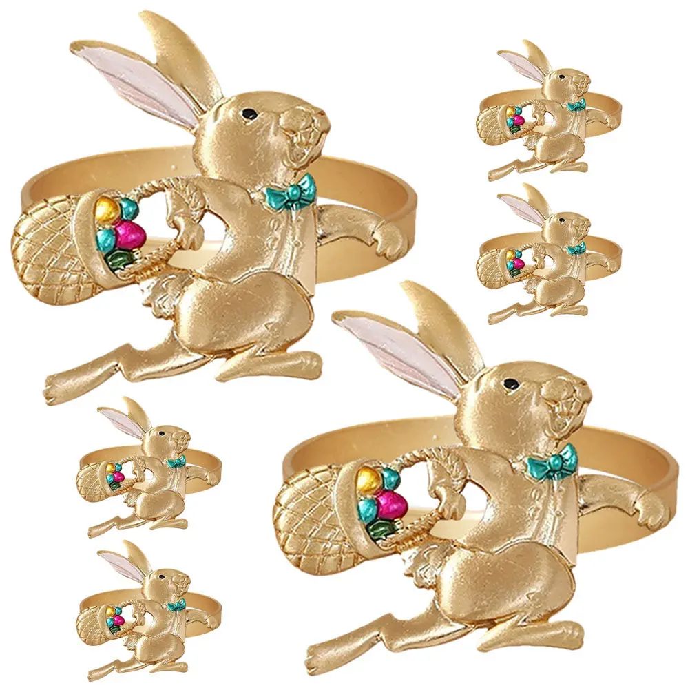 6pcs Easter Bunny Napkin Rings – Rabbit-Shaped Elegant Table Decor for Dining, Parties & Holiday Table Adornments
