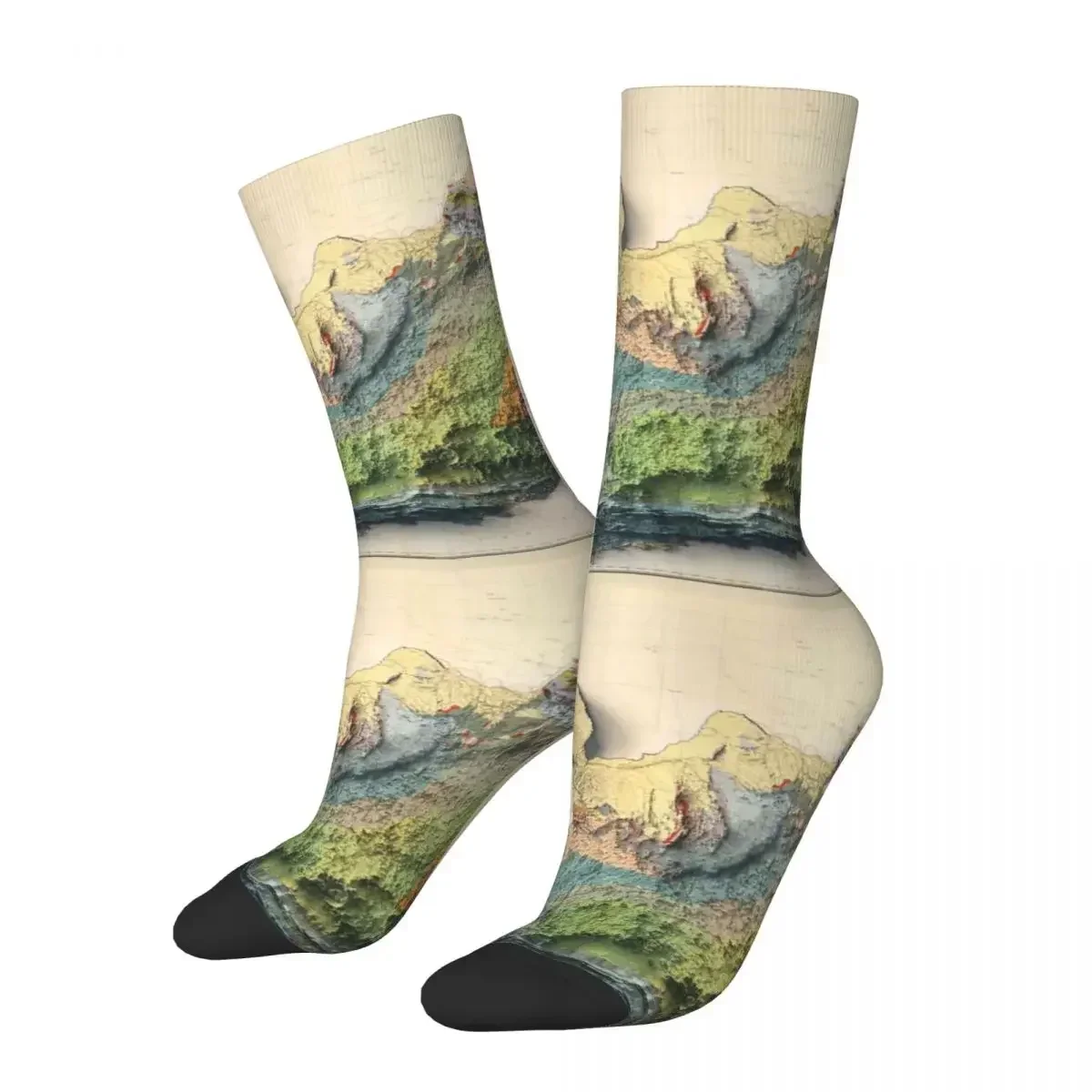 1958  Africa Relief Map 3D Digitally-rendered Socks Super Soft Stockings All Season Long Socks for Unisex Birthday Present