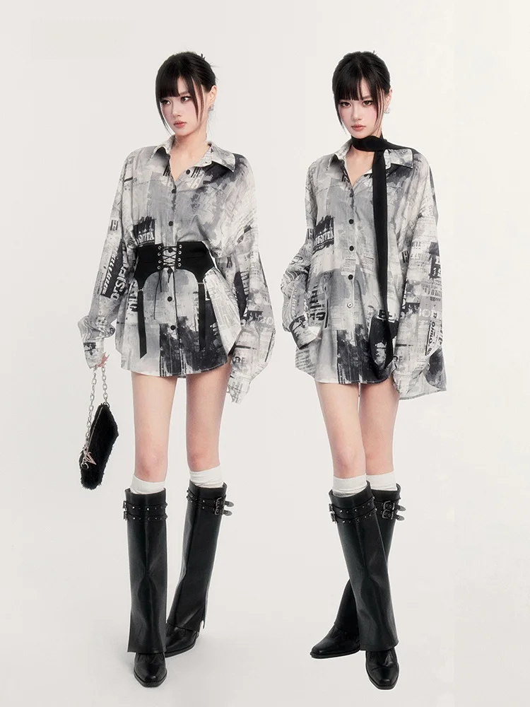 

VOCK Film Filter Classic Casual Loose Fashion Magazine Shirt Women's Elegance High Silk Scarf Shirt Polyester Fiber Long Sleeve