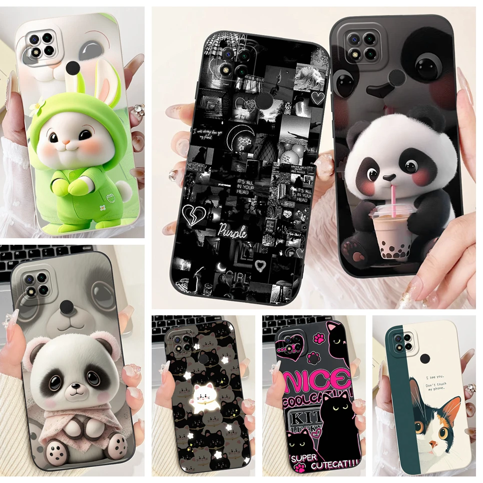 For Xiaomi Redmi 9 9c NFC 9A 9T Power 9 Prime Activ Housing Phone Case Lovely Cartoon Luxury Flower Painting Cover Soft Silicone