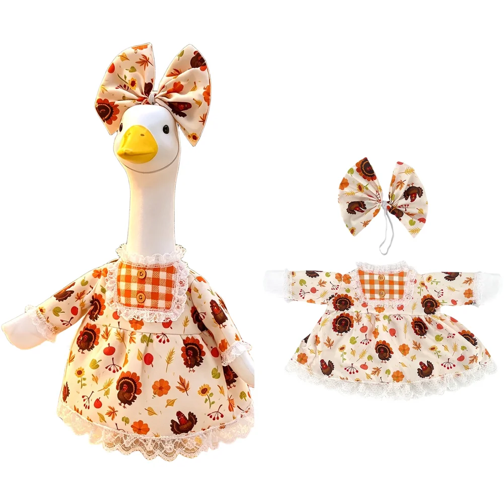Thanksgiving Turkey Floral Dress Pet Costume For Geese Farm Bird Thanksgiving Holiday Party Festival Decor Dress Up Accessory
