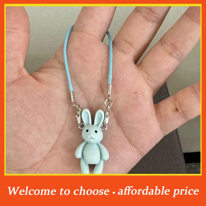 

1pc new Cartoon Mini Bunny Pendant Dollhouse Accessories For Plush Doll Neck Decoration Kawaii Rabbit Model Charms Dress Up Toy