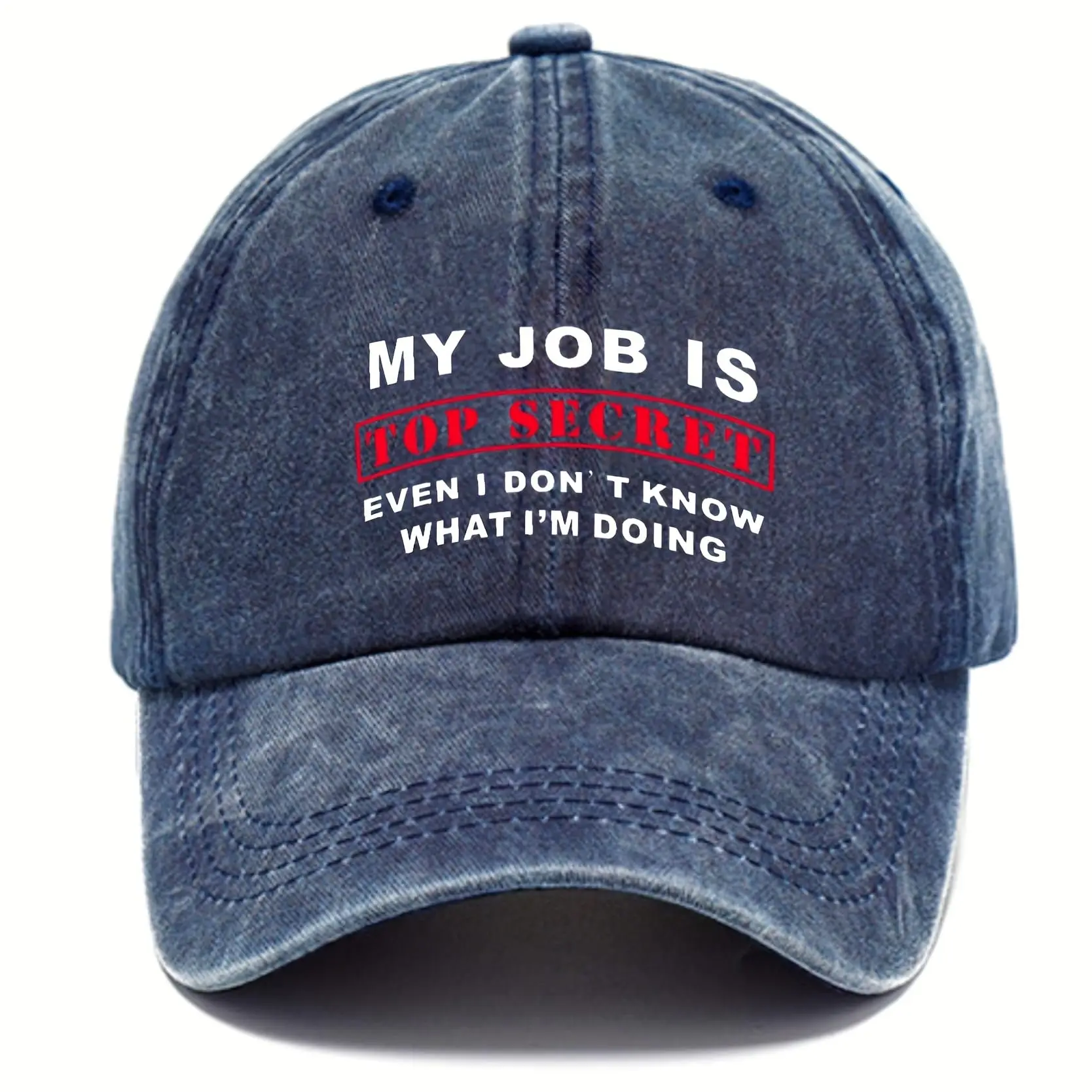 My Job Is A Top Secret Letter Print Baseball Cap Regulowana czapka sportowa Washed Cotton Sun Hats Klasyczny nadruk z literami dla mężczyzn i kobiet