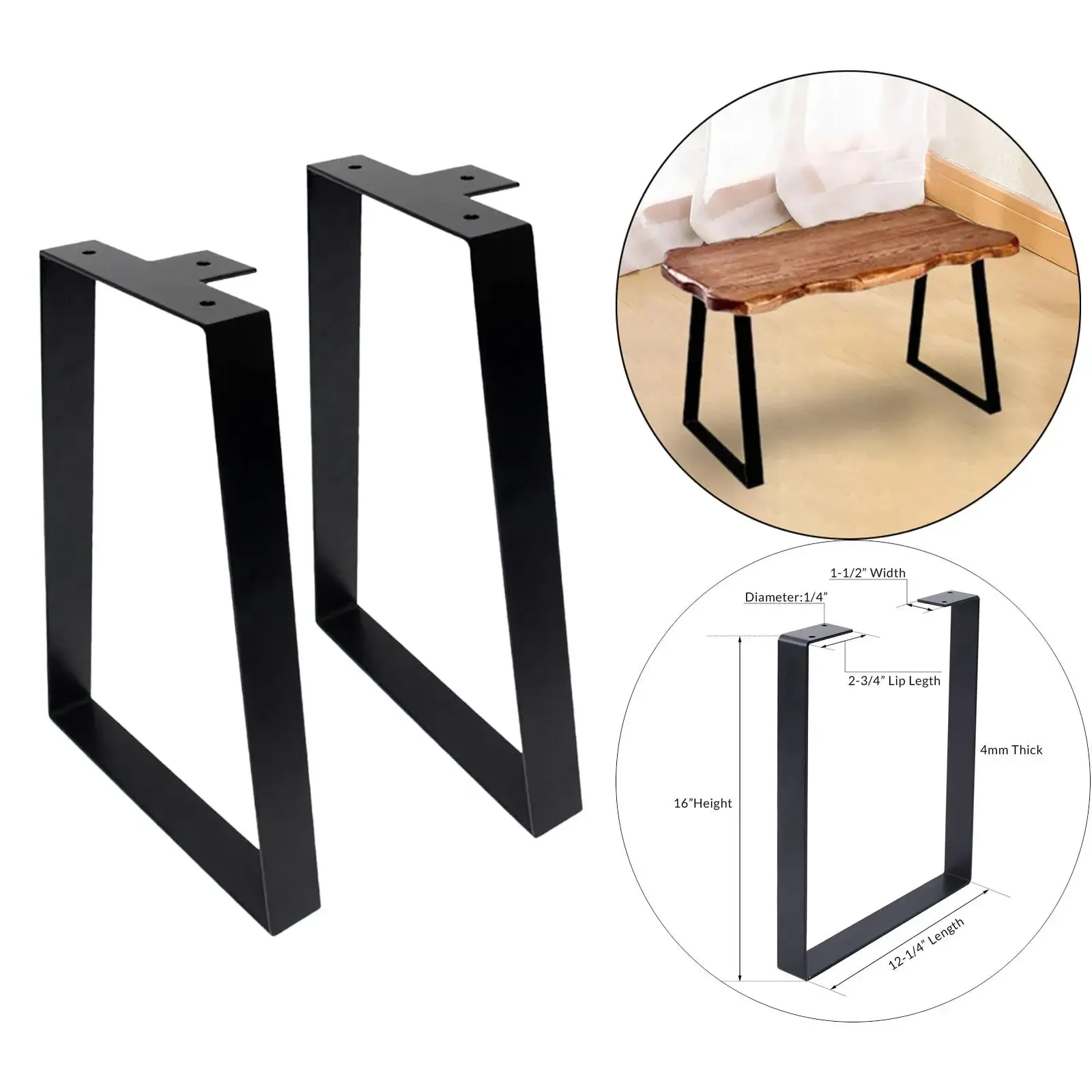 2x Metal Table Legs Furniture Legs Iron Desk Legs Heavy Duty DIY Industrial Replacement Bench Legs for Night Stands Dining Table