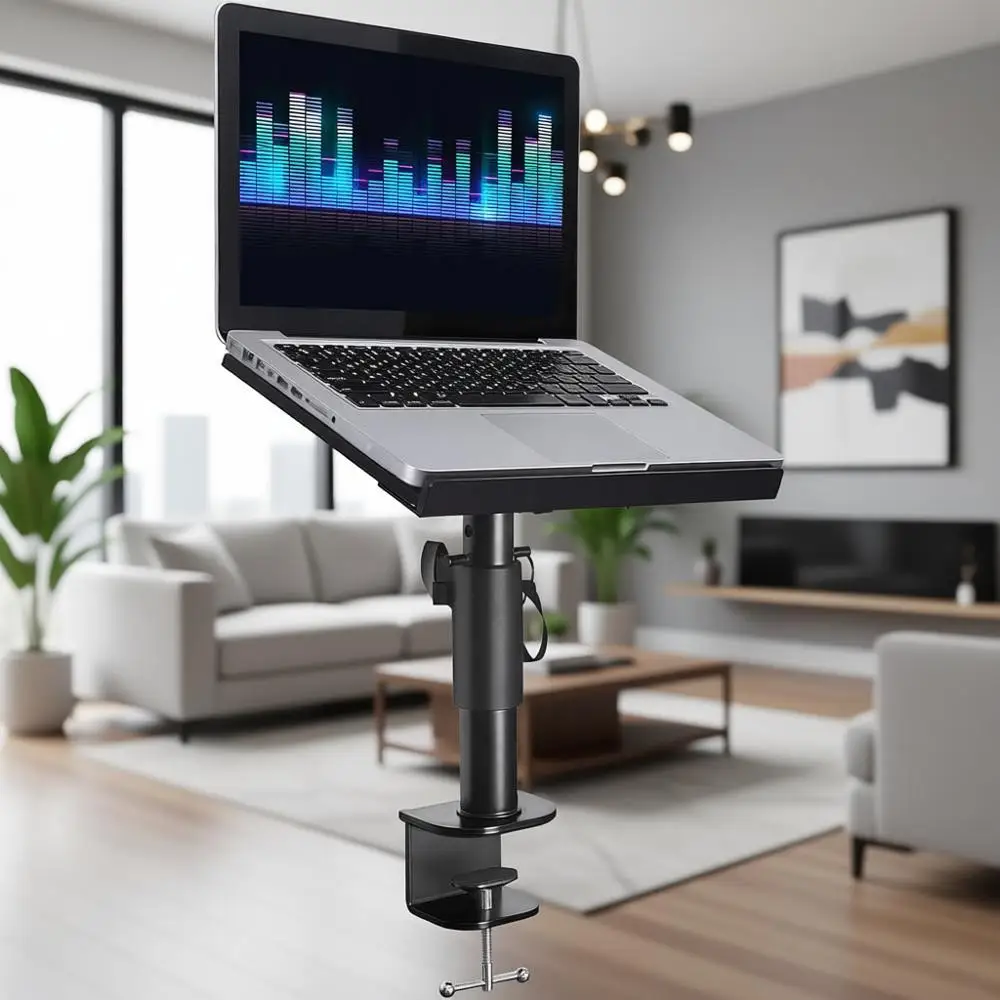 

Эргономичная регулируемая подставка для ноутбука, кронштейн 9x12,5 дюймов, выдерживает до 65 фунтов, идеально подходит для столов, пианино и диджейских пультов.