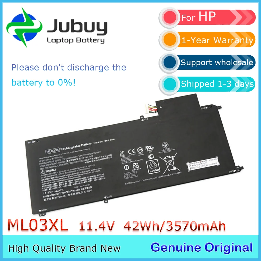 ML03XL 11.4V 42Wh Original Laptop Battery for HP Spectre x2 Detachable PC 12 HSTNN-IB7D 814277-005