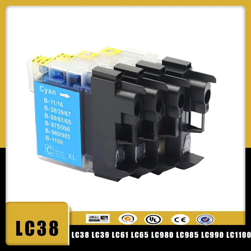 VilaxhFor Brother LC980 Ink Cartridge LC1100 Ink LC975 LC990 DCP-145C DCP-165C DCP-395CN DCP-585CW DCP-6690CW MFC-250C MFC-J615W