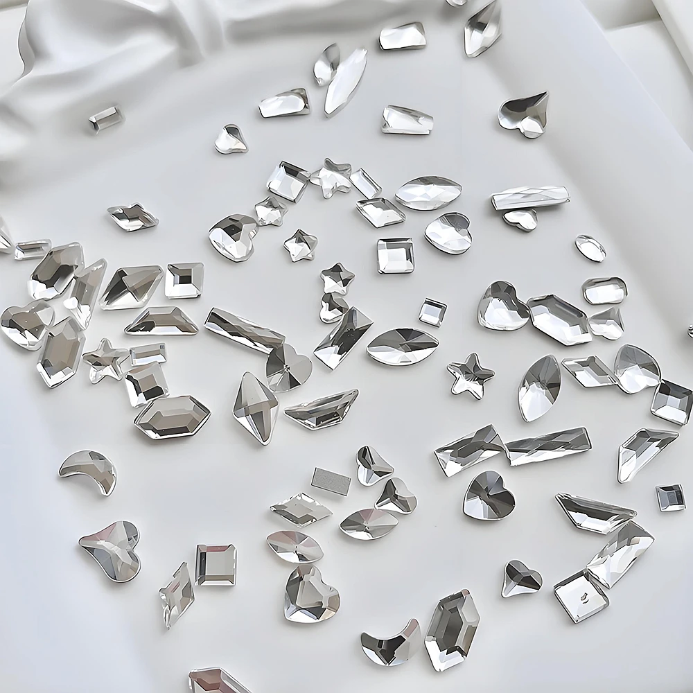 

50PCS 3D Flat Back Nail Art Rhinestone White Crystal Diamond Stone Accessories For Nails Decoration Design Manicure Supplies