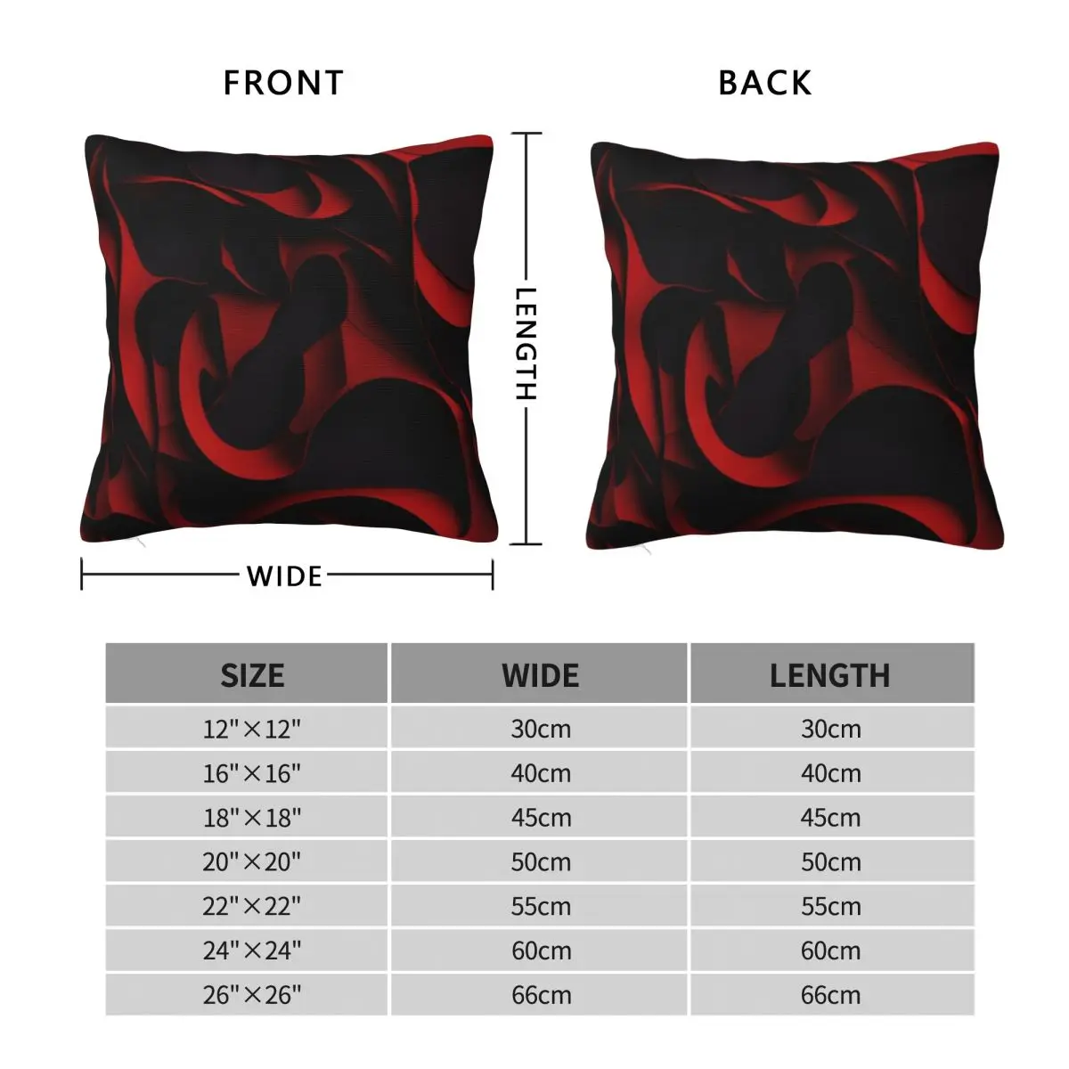 Red And Black Curves Square Pillowcase Polyester Linen Velvet Printed Zip Decor Home Cushion Cover 18