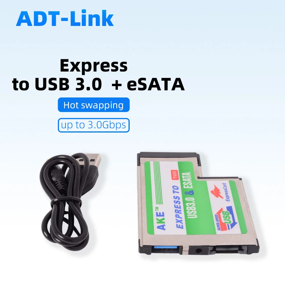 

Notebook Express To USB 3.0 + ESata Expansion Card ExpressCard 54mm T-shaped 3.0Gbps Supports Windows 2000/xp/Vista/Win7