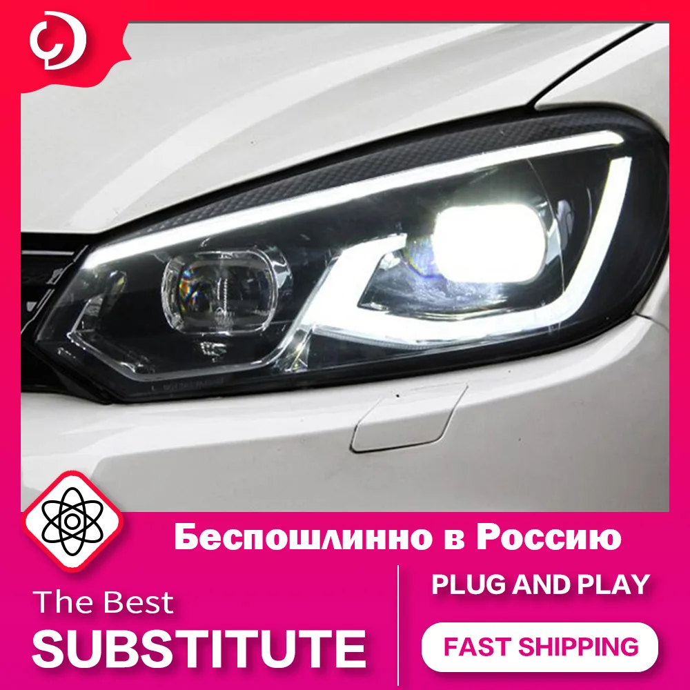 Headlights for VW Golf 6 Golf6 R20 MK6 2009-2012 LED DRL Head Lamp Led Projector Bi Xenon Bulb Fog Lights Car Accessory Golf6