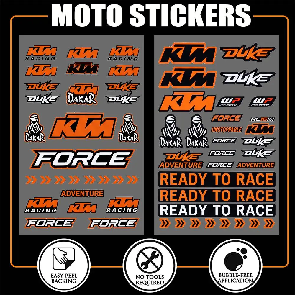 

FOR KTM Multi Scene Waterproof Reflective Scratch Cover Stickers Fit Auto Motorcycle Helmet Refrigerator