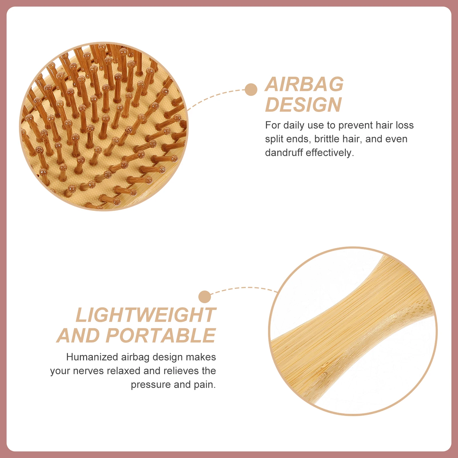 

2pcs Scalp Massage Comb Bamboo Beard Wooden Hair Men Brush Anti Static Lightweight Portable Travel Gift