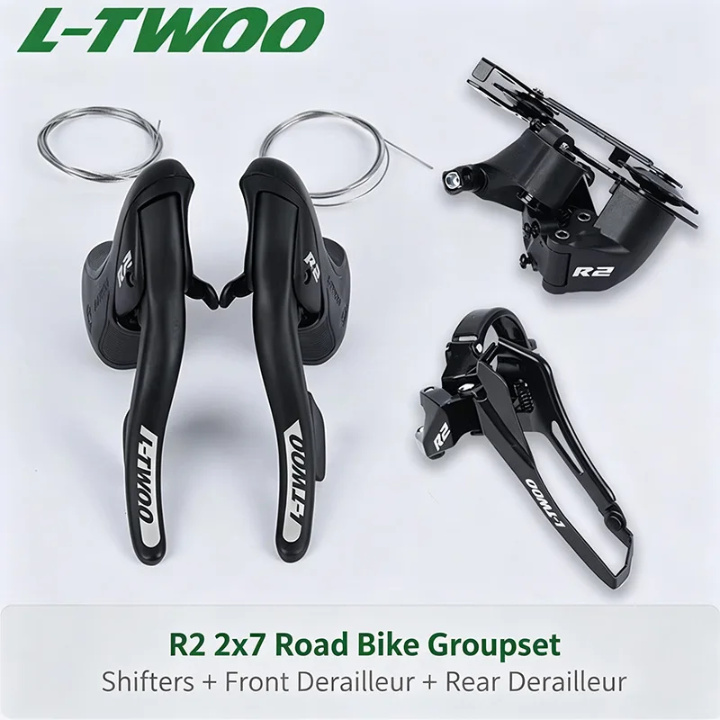 Grupo completo de bicicleta de carretera LTWOO R2 2x7S, manillar de descenso, palancas de freno izquierda y derecha, desviadores delantero y trasero, transmisión de 14 velocidades.