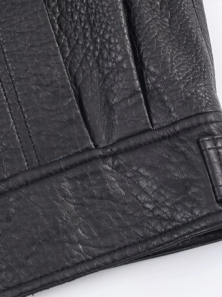 ヨーロッパとアメリカのスタイルの女性の秋の新しいバイクスタイルのファッショントレンドフェイクレザーパイロットジャケットコート