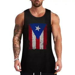 Puerto rico flag Distressed Tank Top Body man Sleeveless top Men's sleeveless gym shirts